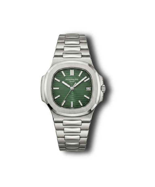 Montre homme élégante à cadran vert et bracelet métallique